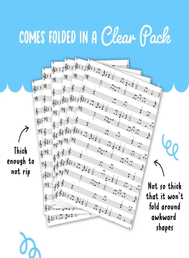 CENTRAL 23 White Wrapping Paper - 6 Sheets of Gift Wrap and Tags - Musical Notes - Music - Birthday Wrapping Paper for Men Women - Comes with Fun Stickers - Recyclable - Image 4